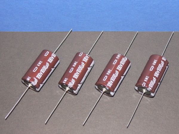 NIPPON Kondensator axial Elko 1000µF 1000uF 100V 105° 40x22 mm Lot mit 4 Stk.