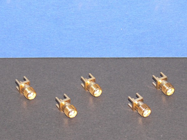 SMA Einbau Buchse 180° vergoldet PCB Printmontage 50 Ohm Lot mit 5 Stück