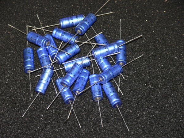 20 Stück - PHILIPS Elko axial liegend 1000uF 16V 1000 16 25x10mm NEU