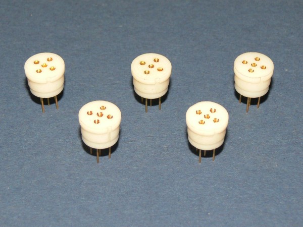 IC Sockel rund Transistorfassung 5 polig / TO99-TO5 Fassung gold - 5 Stück