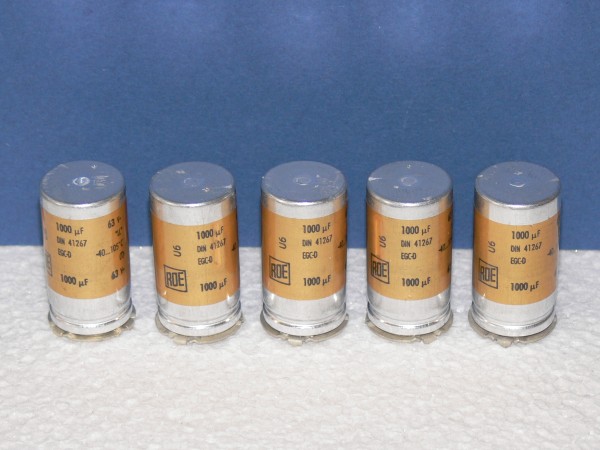 1000uF 63V Roederstein ROE Typ EGC-D 4 Pin Elko Elektrolyt Kondensator 5 Stück