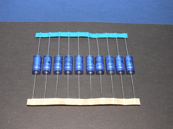 ROE / Vishay Kondensator axial Elko 100uF 40V 8 x 19mm Lot mit 10 Stk blau