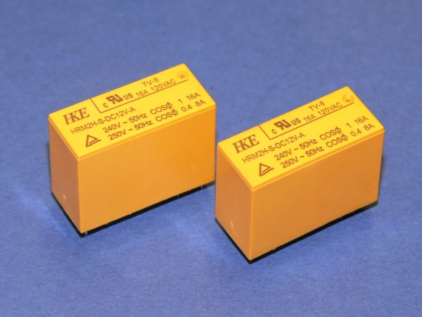 HKE HRM2H-S-DC12V-A Print Steck Relais 12V DC Spule 2xEin 16A Kontakt 2 Stk Lot