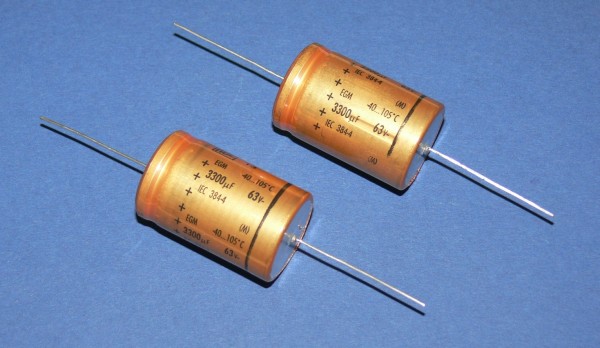 Roederstein Elko axial liegend 3300uF 63V 3300 63 40x25mm 105°C Lot mit 2 Stück