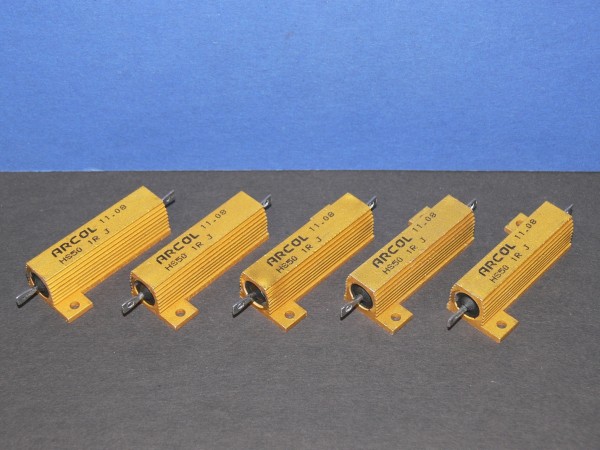 1,0 1.0 Ohm 1R 50 Watt 50W 1% Lastwiderstand ARKOL 5 Stk pcs Set