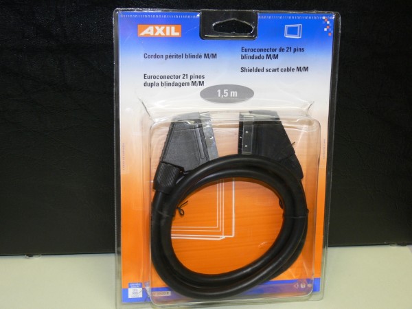 AXIL Scart Verbindungskabel Kabel Stecker - Stecker 21 polig voll belegt 1,5m