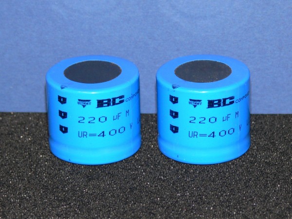 220uF 400V Vishay / BC Components Elko Snap in 35mm breite Form 2 Stk Set