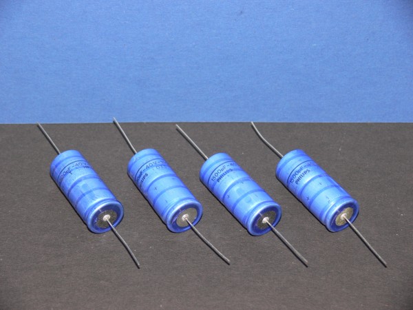 4 Stück - PHILIPS Elko axial liegend 1500uF 40V 1500 40 42x18mm NEU
