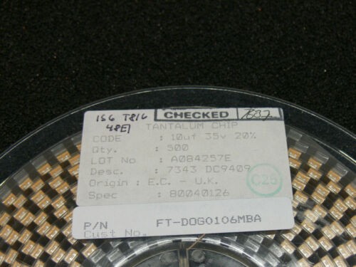 500 St. SMD Tantal Kond. 10uF/35V neu ganze Rolle Tantalium Chip Capacitor