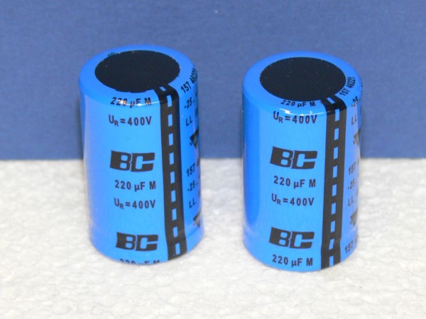 220uF 400V Vishay / BC Components Elko Snap in / 25mm schlanke Form 2 Stk Set