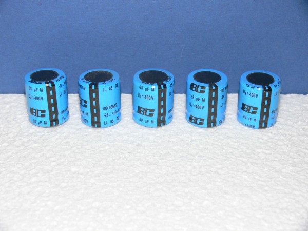 68uF 400V Vishay / BC Components Elko Snap In 22x25,5mm 5 Stk Set