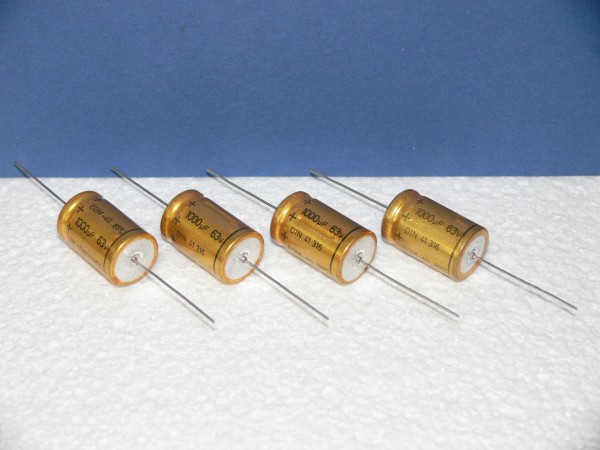 Roederstein Kondensator axial Elko 1000uF 63V 29x18 mm Lot mit 4 Stk.