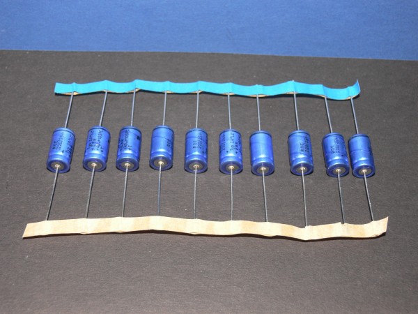 Roederstein Kondensator axial Elko 220uF 25V 10,5 x 18,5mm Lot mit 10 Stk blau