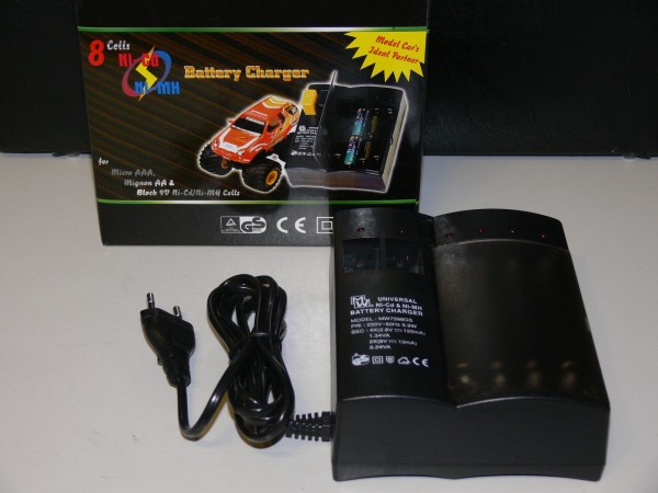 8 Cell Universal Akkuladegerät NiMH & NiCd für AA AAA 9V MEAN WELL MW7398GS