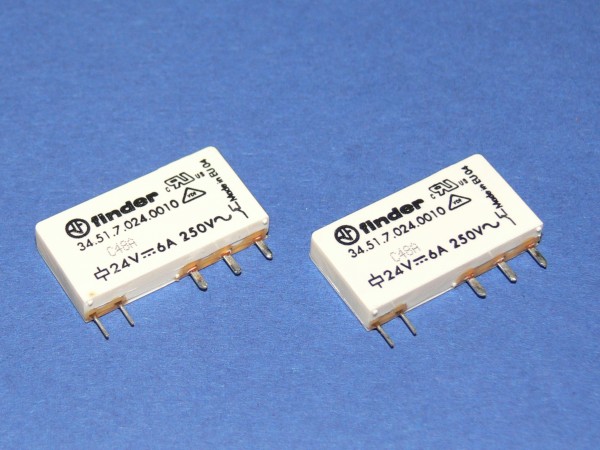 34.51.7.024.0010 Finder Print Steck Relais 24V DC Spule 1xUM 6A 2 Stück Lot