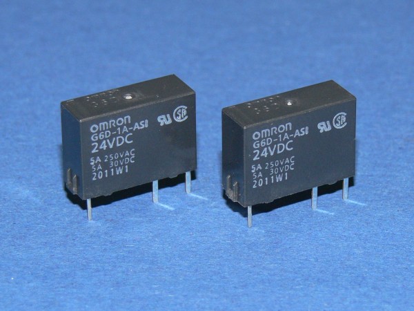OMRON G6D-1A-ASI miniatur Relais / Spule 24V DC / Kontakt 1xEIN 5A 2 Stück Lot