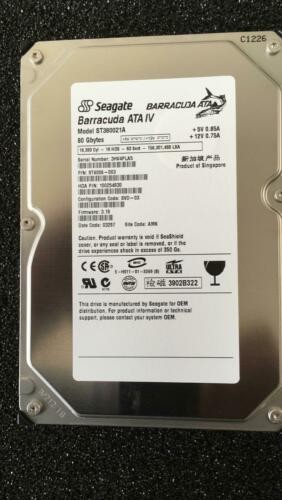 SEAGATE Barracuda ST380021A 80 GB 3,5" Zoll IDE PATA Festplatte HDD Neu