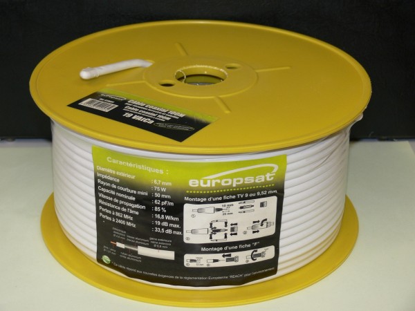 6,8mm Digital SAT Kabel 439691 EUROPSAT 100m Meter Kabeltrommel auch für DVB T2
