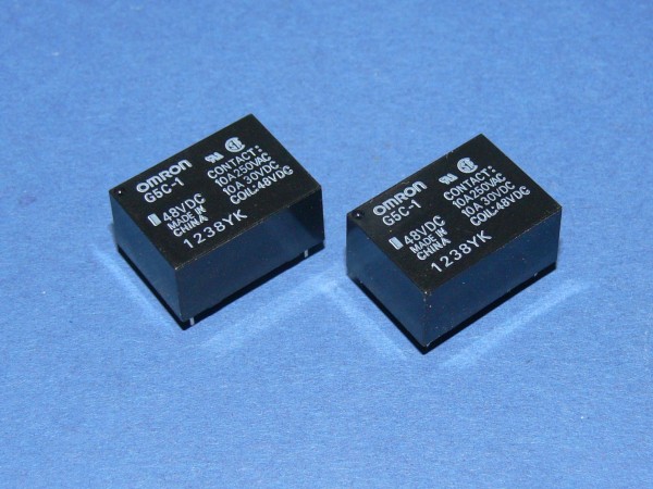 OMRON G5C-1 DC48 Print Relais 48V DC Spule 1xEIN 10A Kontakt 2 Stück Lot
