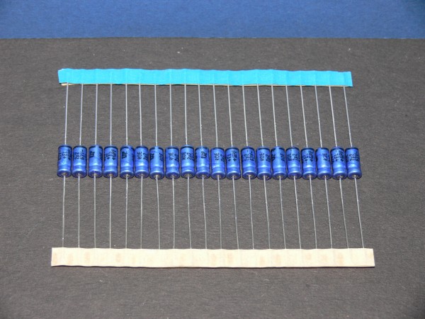 Roederstein axial Elko 2,2uF 63V 10,5 x 5mm Lot mit 20 Stk. blau