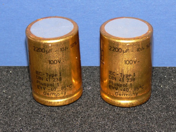 2200uF 100V Roederstein ROE Typ EYV 4 Pin Elko Elektrolyt Kondensator 2 Stück