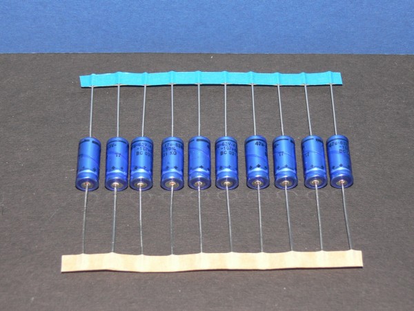 Vishay axial Elko 47uF 63V 18,5 x 8mm Lot mit 10 Stk. blau