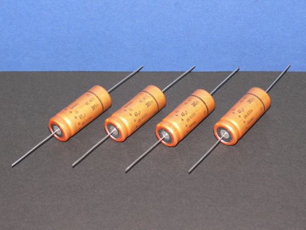 4 Stück - Elko axial liegend 47uF 385V 47 385 16x40mm Elektrolyt Kondensator