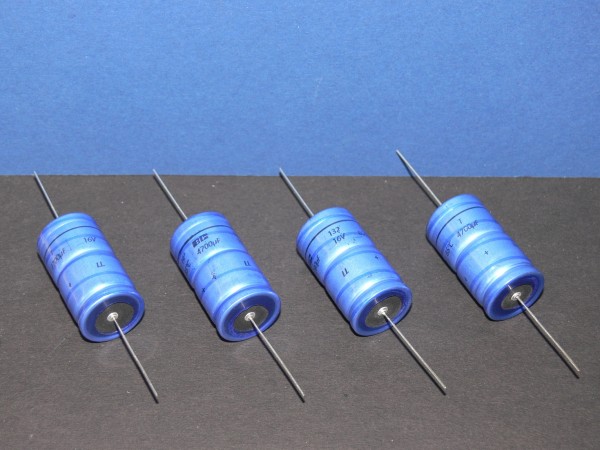 4 Stück - PHILIPS / Vishay Elko axial liegend 4700uF 16V 38,5 x 21mm NEU