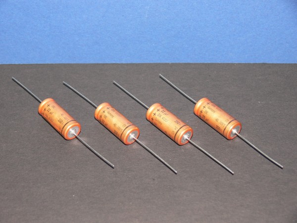 Roederstein Kondensator axial Elko 22uF 350V 105° 31x12 mm Lot mit 4 Stk.