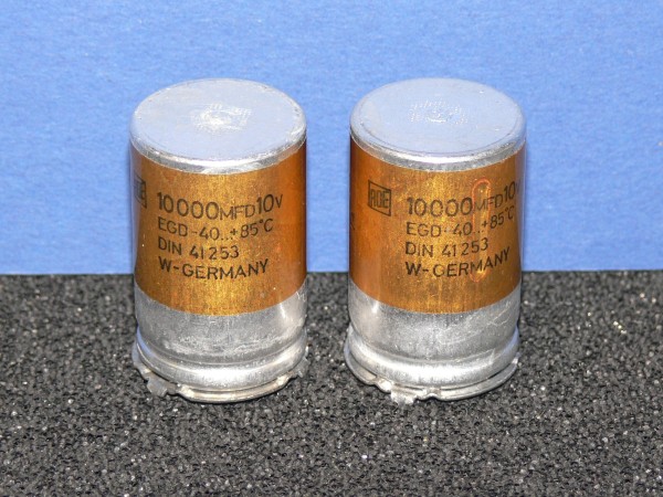 10000uF 10V Roederstein ROE Typ EGD 4 Pin Elko Elektrolyt Kondensator 2 Stück