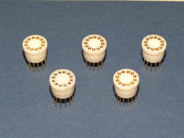 IC Sockel Transistorfassung rund 12 polig / TO99-TO5 Fassung gold - 5 Stück