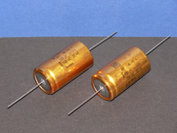 Elko bipolar Tonfrequenz axial Roederstein 100uF 100VDC 35VAC 25x46mm 2 Stk Lot